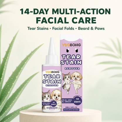 14-Day Gentle Pet Tear Stain Remover – Fast-Acting Eye Care Cleanser & Fur Brightener for Dogs & Cats
