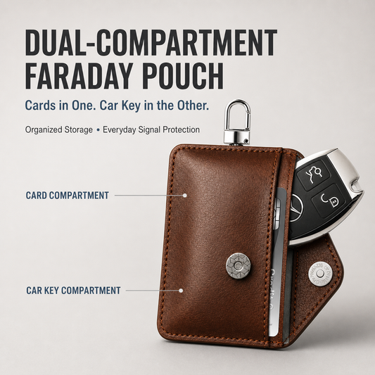 Dual-Compartment Faraday Key Fob Pouch
