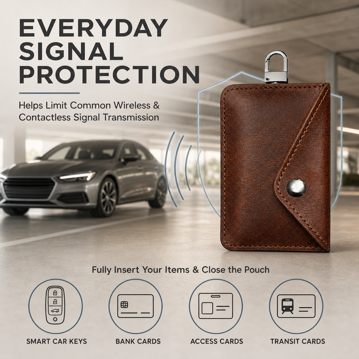 Dual-Compartment Faraday Key Fob Pouch